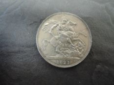 A 1821 George IV Silver Crown, SECUNDO to edge, Georgius IIII D.G