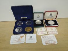 Six Pobjoy Mint Silver Crowns, The South Atlantic Coronation Four Crown Set, 300th Anniversary of