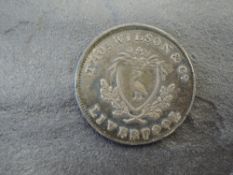 A 1812 Thos Wilson & Co Liverpool Silver Lancashire One Shilling Token, ex Coincraft