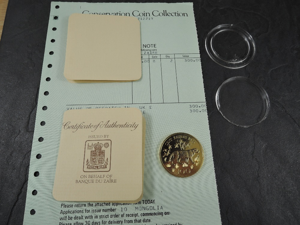A 1975 Banque Du Zaire 100 Zaires Gold Coin, Leopard to reverse, Uncirculated in plastic capsule - Image 3 of 3