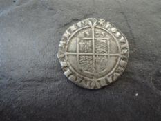 A Elizabeth I 1575 Hammered Silver Sixpence, legend very visible, coat of arms very visible,