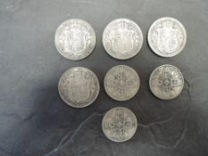 Seven pre 1920 GB Silver Coins, 1902 Edward VIII Half Crown, George V 1915 & 1918 x2 Half Crowns,