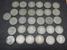 Twelve GB Silver Half Crowns, 1925 x2, 1920-1946 x29, total weight 427g