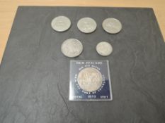 Four Copper Nickel 1 Dollar Commemorative Coins, 1970, 1988 x2 & 1989 along with a 1797 USA Trade