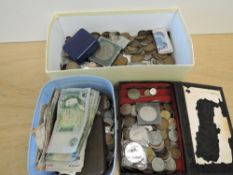 A collection of GB & World Coins, no silver seen, including George V to Elizabeth II Pennies, Half