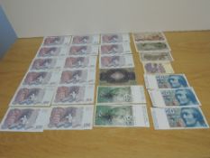 A collection of mainly uncirculated Swedish and Swiss Banknotes, Sveriges Riksbank Etthundra Kroner,