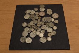 A collection of GB 1920-1946 Silver Coins comprising, 1935 & 1937 Crown, Half Crown x23, Florin x10,