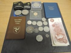 A collection of GB and World Coins including Queen Victoria 1900 Silver Crown, 1889 Silver