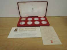 A Pobjoy Mint GB 1977 Silver Proof Silver Jubilee Eight Crown Set, including 22ct gold plated Silver