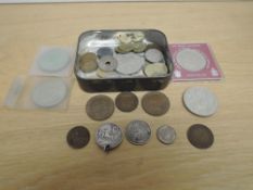 A collection of World Coins including 1914 Italy Silver 2 Lire holed, South Africa Penny x2,