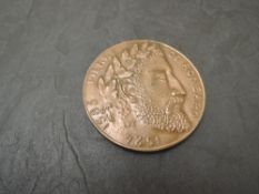 A French Commemorative Bronze Medallion by George Lay, 1524-1585 Pierre De Ronsard, on reverse