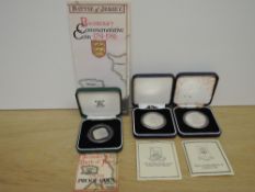 Three Royal Mint Silver Coins, 1980 Gibraltar Crown, 1983 Falklands Islands Crown and 1981 Jersey