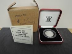 A Royal Mint 1992-1993 Silver Proof Piedfort Fifty Pence Coin, duel dated single European Market, in