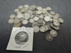 A collection of pre 1920 GB Silver Coins, Queen Victoria 1848 Four Pence, 1887 Sixpence, Queen