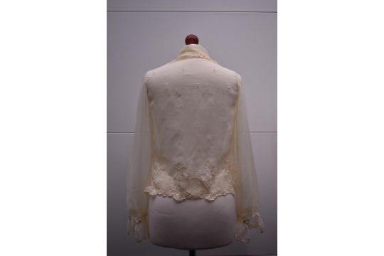 Seven late-20th century dressy tops and shirts with 1970s-style crochet, lace, broderie or - Image 48 of 60