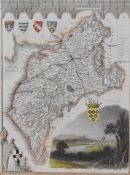 Thomas Moule (1785-1854 British) decorative and detailed engraved map with hand coloured features