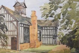 A 20th century English school watercolour Rufford Old Hall, Ormskirk, unsigned, withion a washline