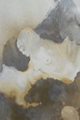 Sara Leighton (British b.1937) pencil and watercolour Ethereal partially exposed female figure,