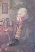 Elizabeth Brockbank RMS (British 1882-1949) watercolour, portrait of a pensive elderly gentleman,