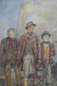 Elizabeth Brockbank RMS (British 1882-1949) watercolour, 'The Three Fishermen of Craven', entitled