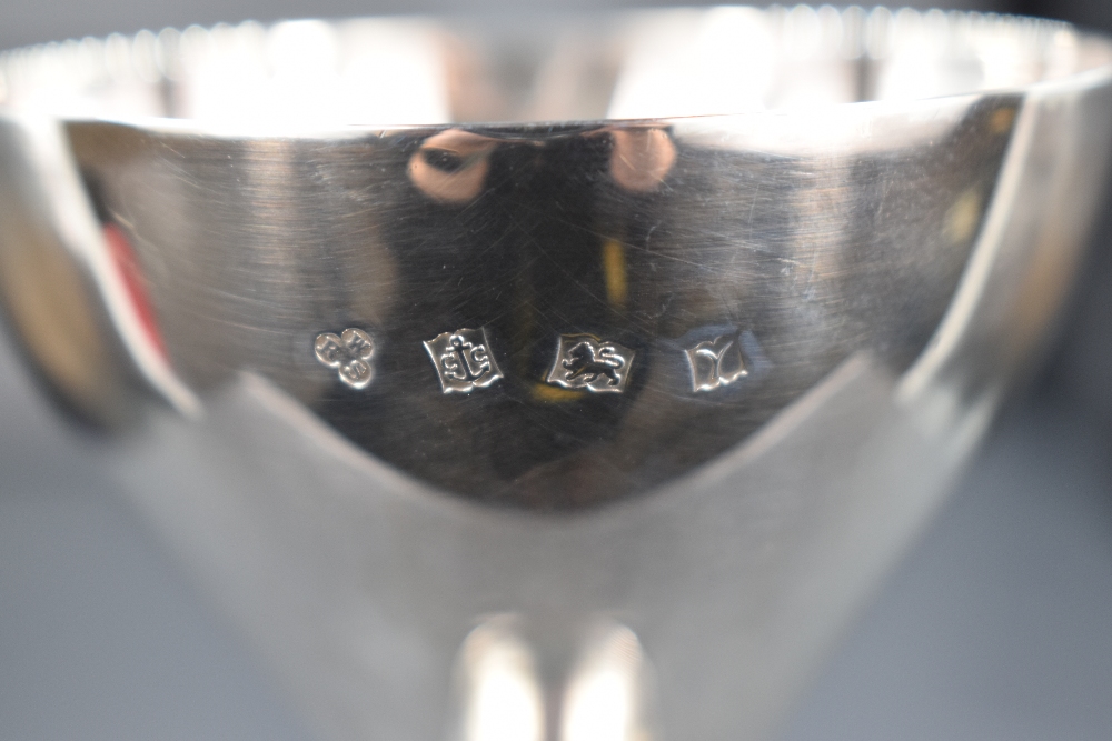 An Elizabeth II silver goblet, of traditional form raised on a knopped foliate stem and circular - Image 3 of 3