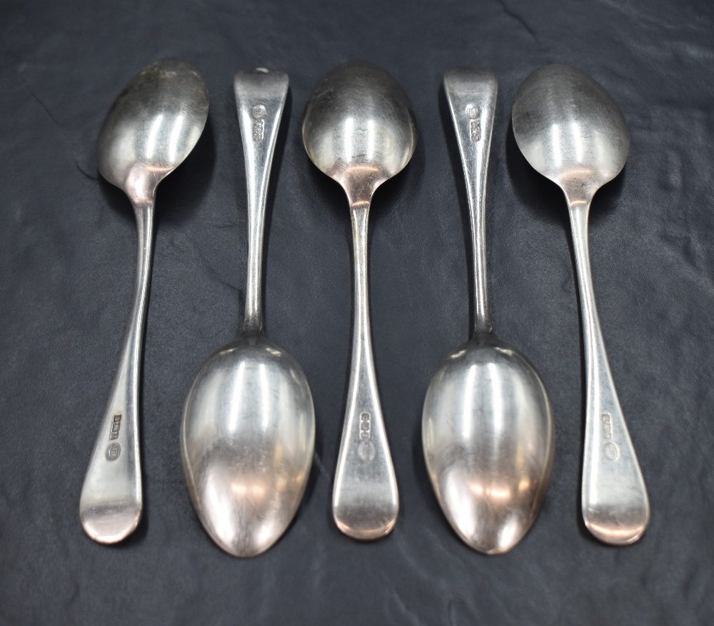 A group of five Victorian silver Hanoverian pattern spoons, having an initial engraved to the - Image 2 of 4