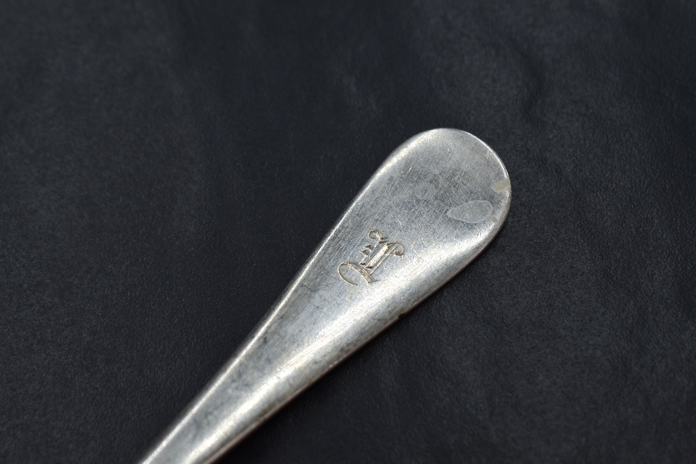 A group of five Victorian silver Hanoverian pattern spoons, having an initial engraved to the - Image 3 of 4