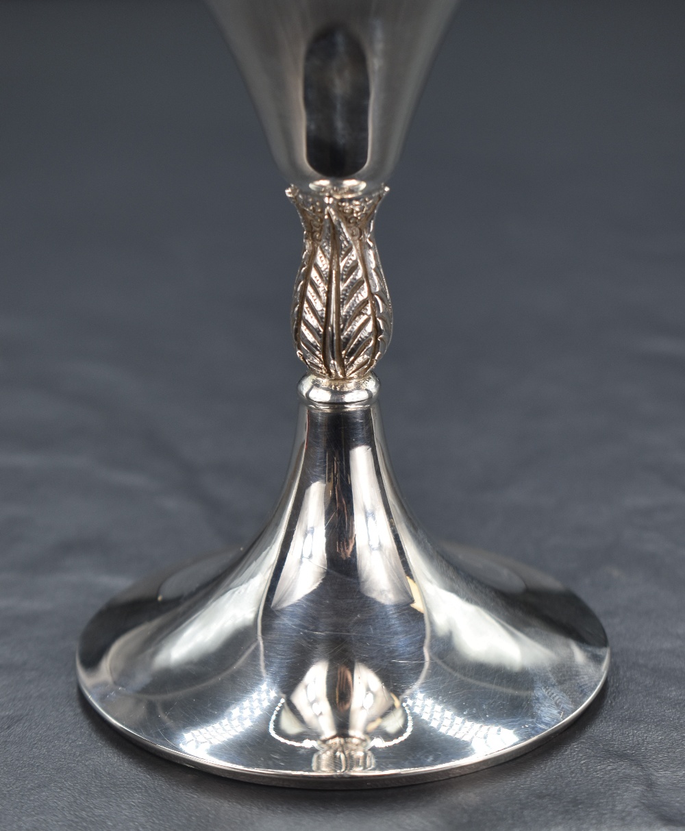 An Elizabeth II silver goblet, of traditional form raised on a knopped foliate stem and circular - Image 2 of 3