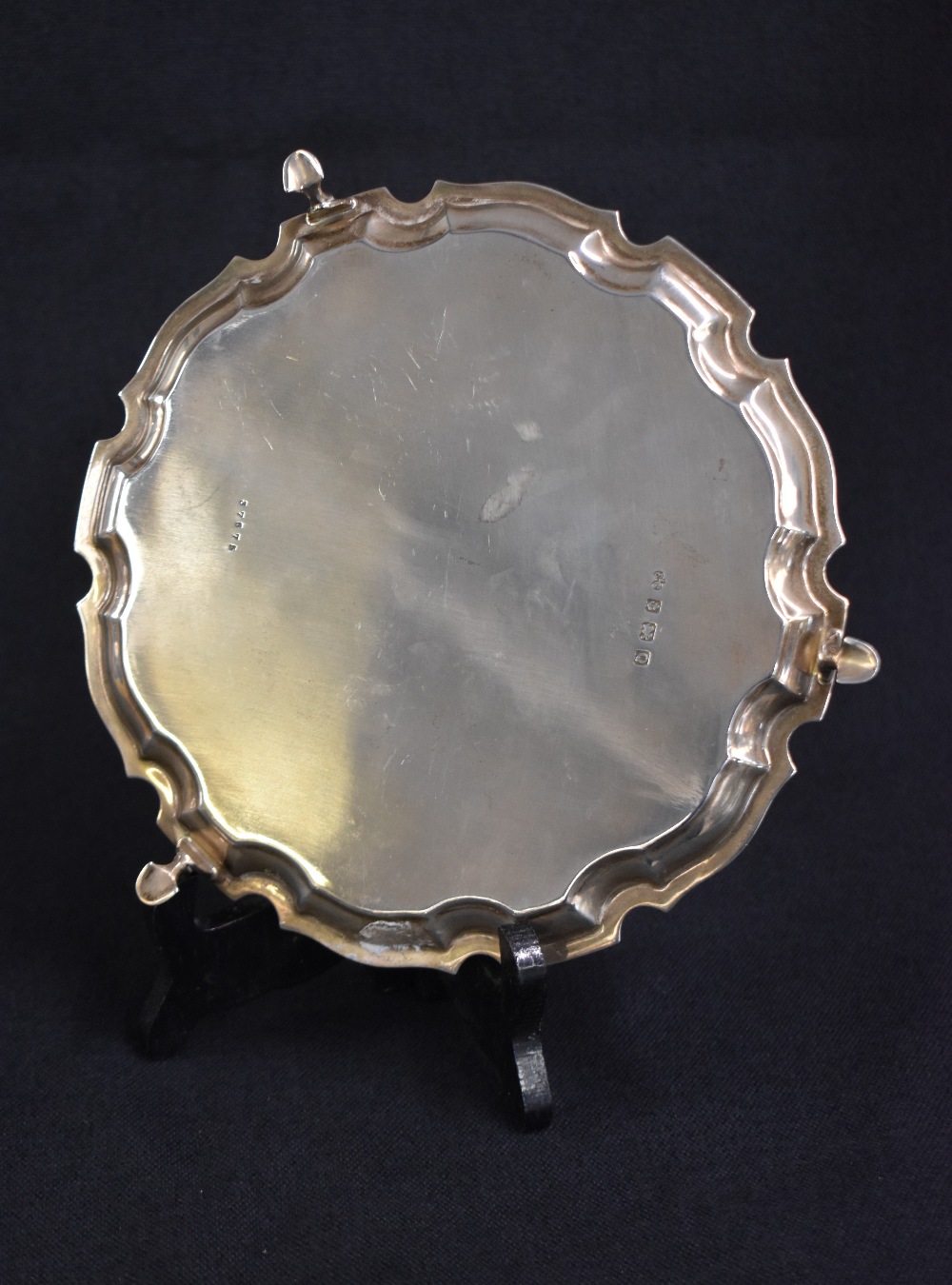 A George VI silver salver, of circular form having a Chippendale style rim, with a central - Image 2 of 4
