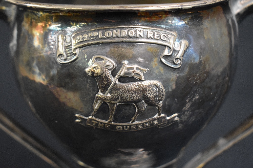 A George V silver Arts & Crafts style trophy, of traditional form having a slightly flared rim, - Image 3 of 6