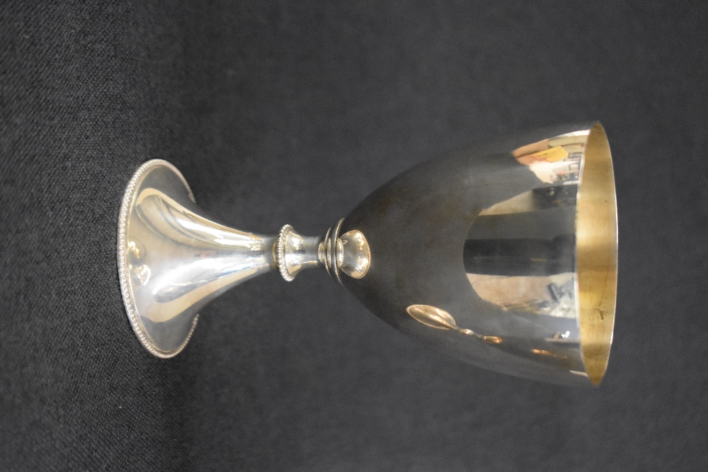 A pair of Elizabeth II silver goblets, of traditional form with gilt interior raised on a knopped - Image 3 of 5