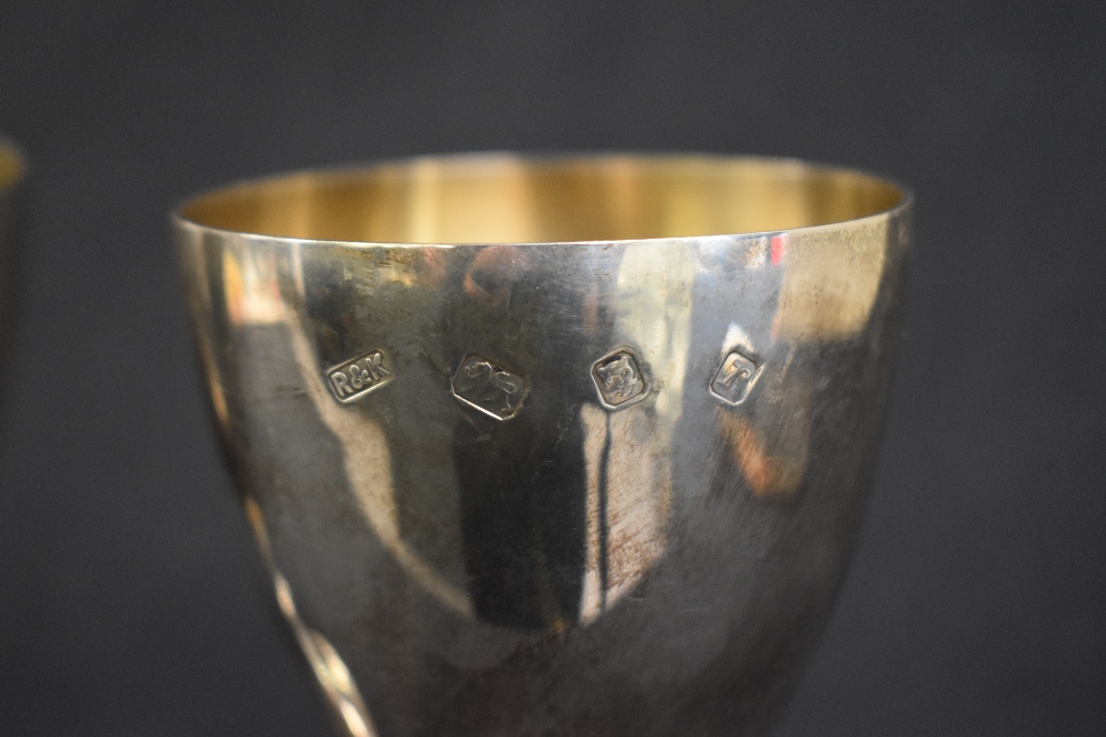 A pair of Elizabeth II silver goblets, of traditional form with gilt interior raised on a knopped - Image 5 of 5