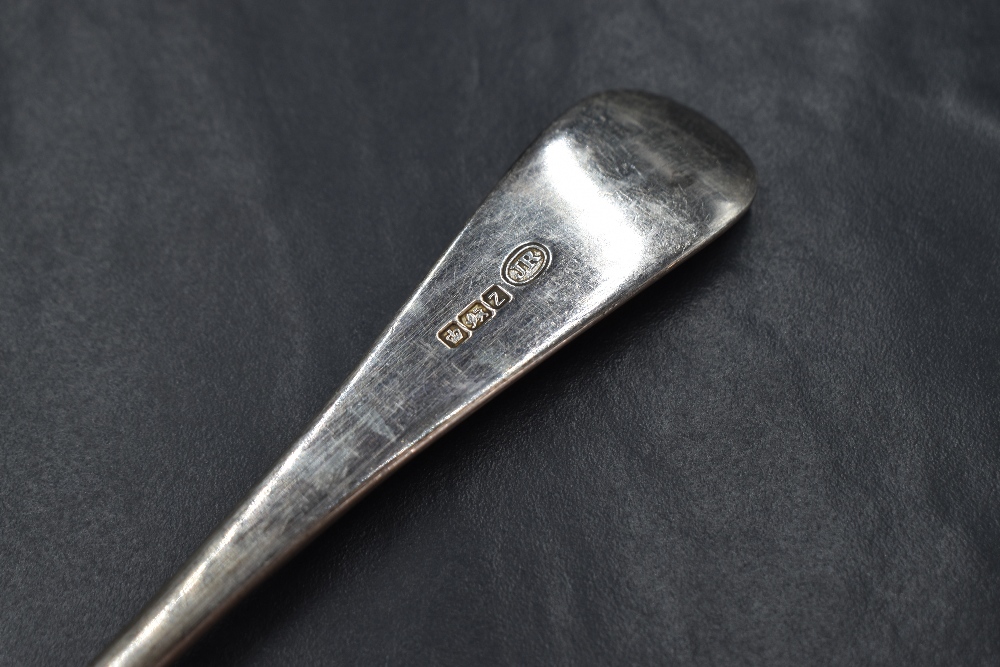 A pair of Victorian silver Hanoverian pattern serving spoons, having an initial engraved to the - Image 4 of 4