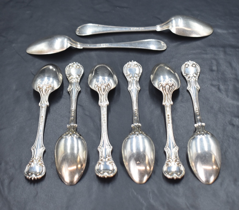 A set of six Victorian silver Victoria style pattern spoons, having 'AEW' monogram to the terminals, - Image 2 of 4