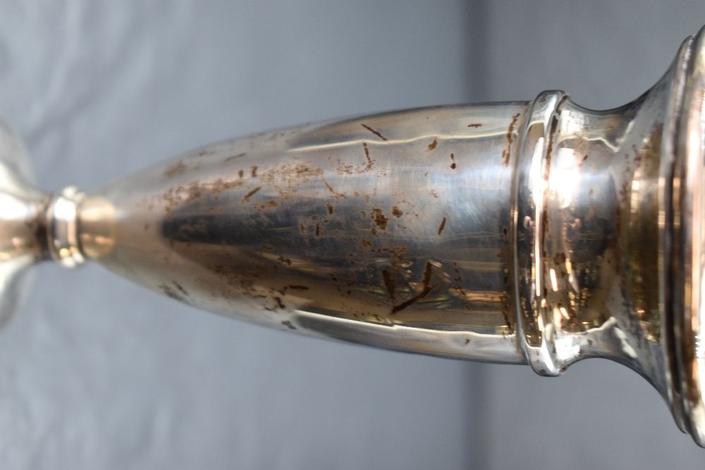 An Elizabeth II silver fluted vase, having a slightly flared rim with moulded decoration, raised - Image 3 of 5