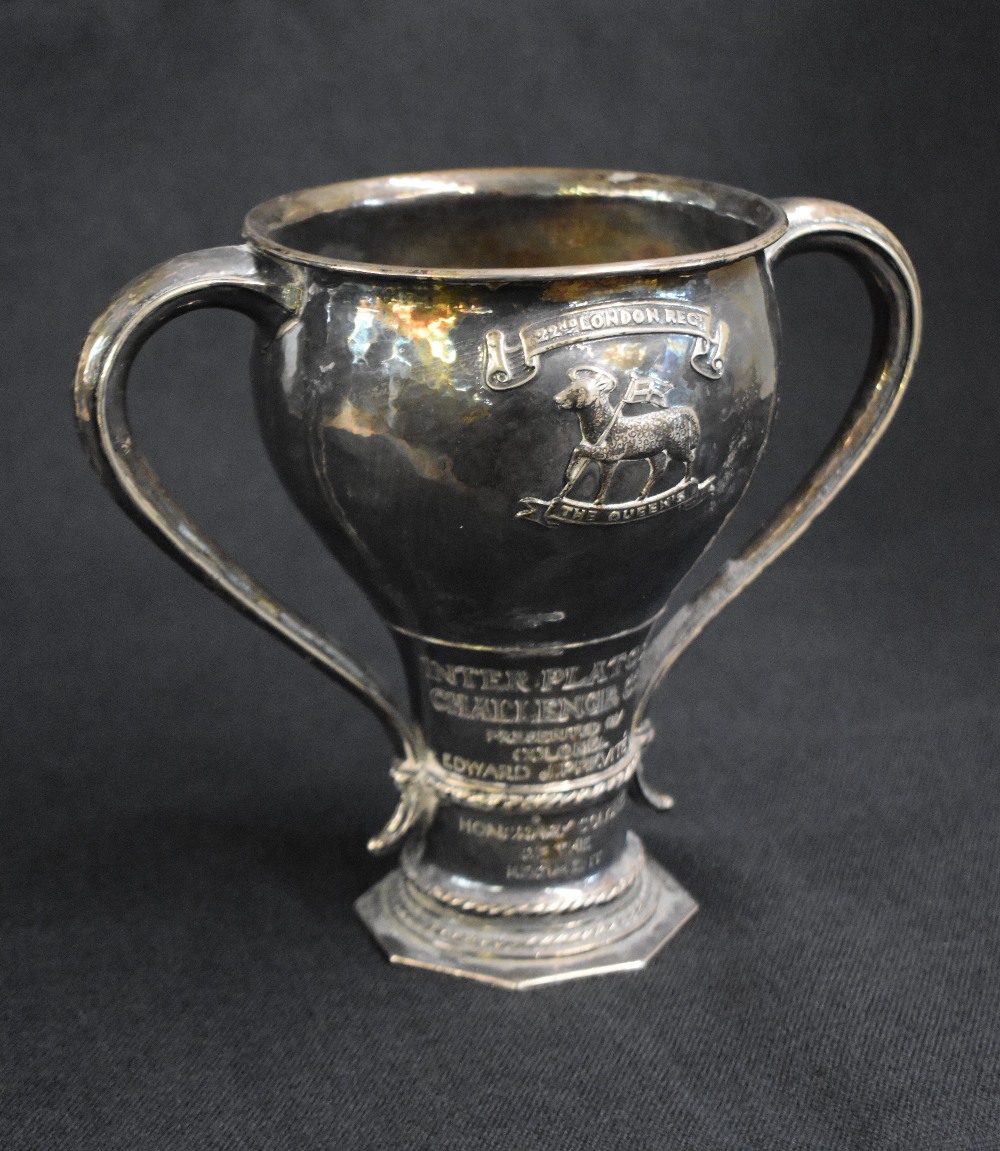 A George V silver Arts & Crafts style trophy, of traditional form having a slightly flared rim, - Image 2 of 6