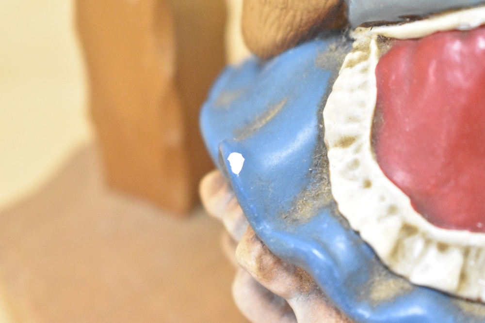 A vintage oak table lamp on triangular base with disney cat figure , h25cm - Image 2 of 2