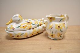 An Emma Bridgwater porcelain lidded dish in duck form, L30cm, sold together with a similar jug,