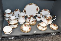 A Royal Albert 'Old Country Rose' bone China tea service, decorated with gilt edging and floral