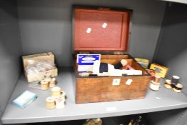 A 19th century rosewood vanity box with mother of pearl inlay, w30cm, sold together with contents,