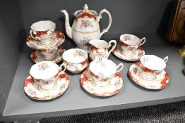 A Royal Albert Canterbury pattern bone china tea service decorated in foliage with gilt edge, (