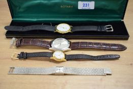 Five assorted wrist watches including Rotary, Seiko, Lorus etc