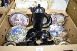 A retro Ravenstone black Wedgwood Etruria & Barlaston coffee set, the coffee pot has a chip to the