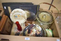 Six Danbury Mint collectors plates in the German Shepherd series, an amber glass swirl vase, a Royal