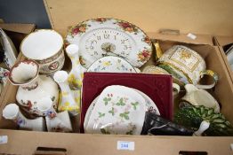 A Royal Albert Old Country Roses wall clock, a Royal Worcester Cathedral restoration appeal goblet
