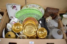 A miscellaneous selection of items including a Royal Winton gold part tea service having 10