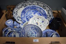 A collection of blue and white ware including Copeland Spode Italian and a Coalport Pageant twin