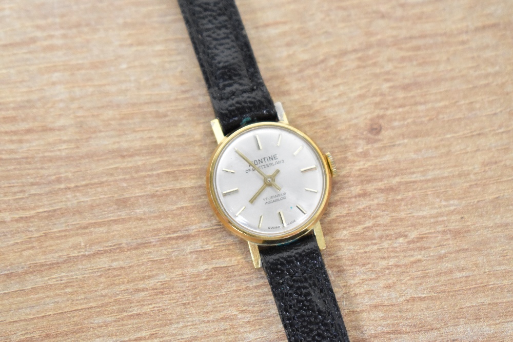 A lady's gold plated Montine wrist watch having baton numeral dial to champagne face in circular - Image 2 of 3