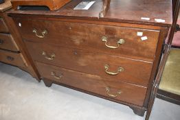 A 19th Century and later mahogany chest of three long drawers, width approx. 102cm