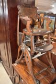 A Victorian folding high/low child's chair